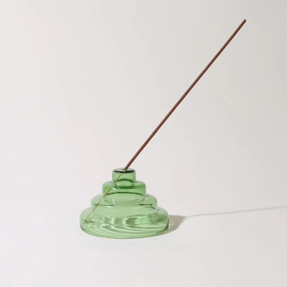 Green Glass Incense Holder